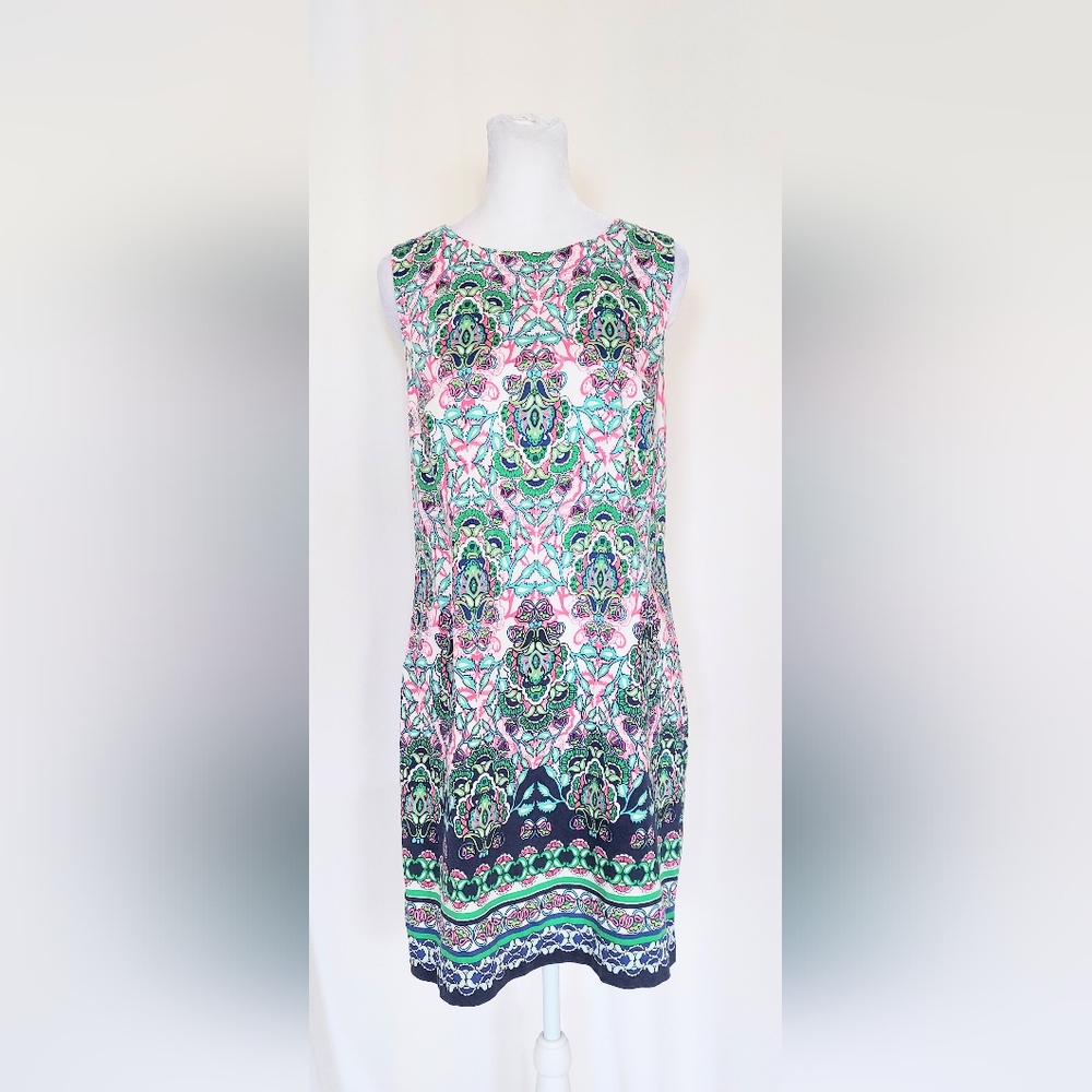 Artisan NY Sleeveless Shift Dress Womens Size 4 Multi Colored Paisley